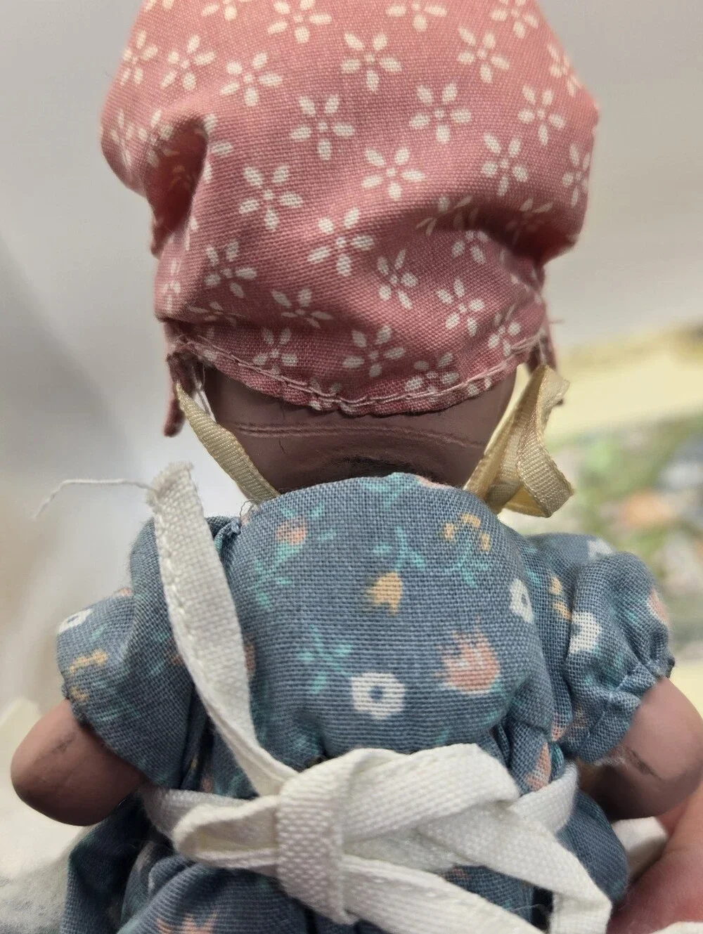 Vintage Bisque Porcelain Topsy Turvy Doll American Folk Art Floral Polka Dot
